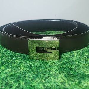 Gucci Dark Brown Leather Belt with Silver Buckle